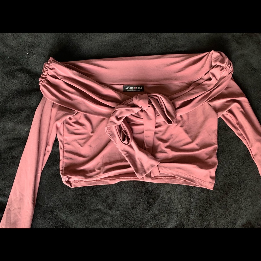 Off the Shoulder Mauve Crop Top